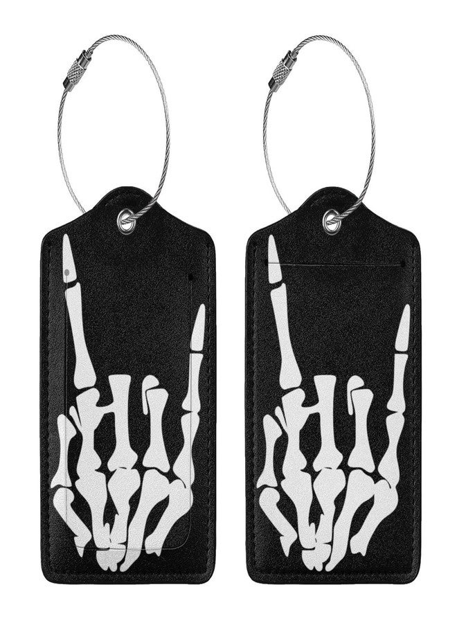 Vridoyt 2 Pcs Skull Luggage Tags for Suitcases, Funny Halloween Luggage Tag, Skeleton Hand Decor, Christmas Birthday Gifts for Women Men Uncle Auntie Brother Sister Grandpa Grandma Cruise Ships - Image 1